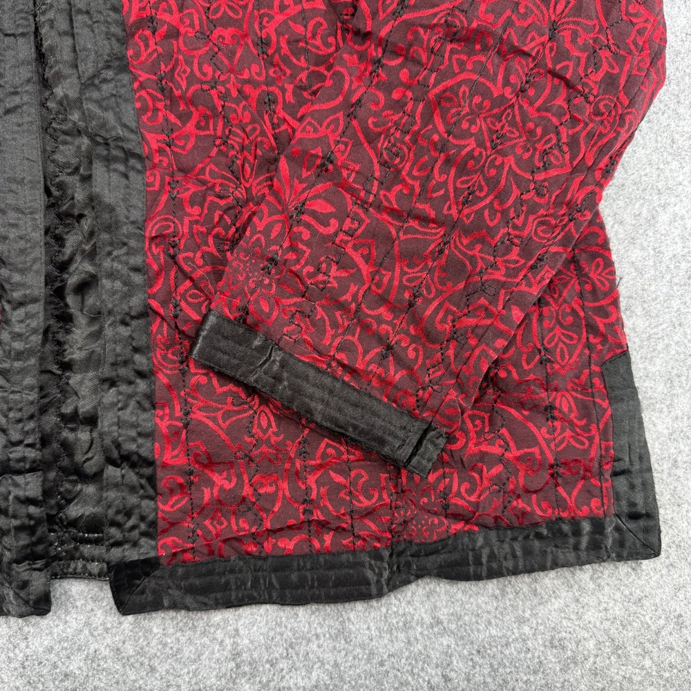 Alfred Dunner Womens Red Black Damask Quilted Open Front Jacket Size 10 - Picture 3 of 7
